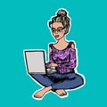 Online, laptop, computer, woman, business, isolated, businesswoman, young, white, notebook, office, beautiful, work, person, techn